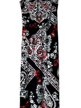 White House Black Market Black Red Paisley Maxi Dress